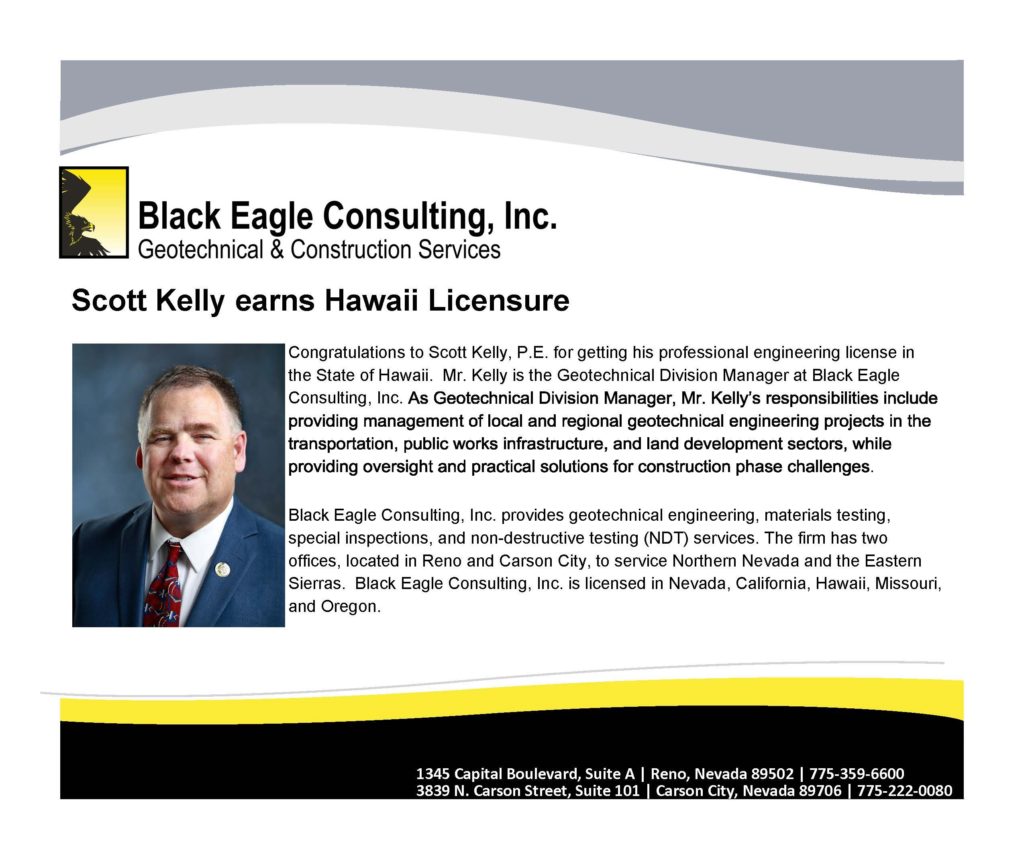 Scott Kelly Earns Hawaii Licensure – Black Eagle Consulting